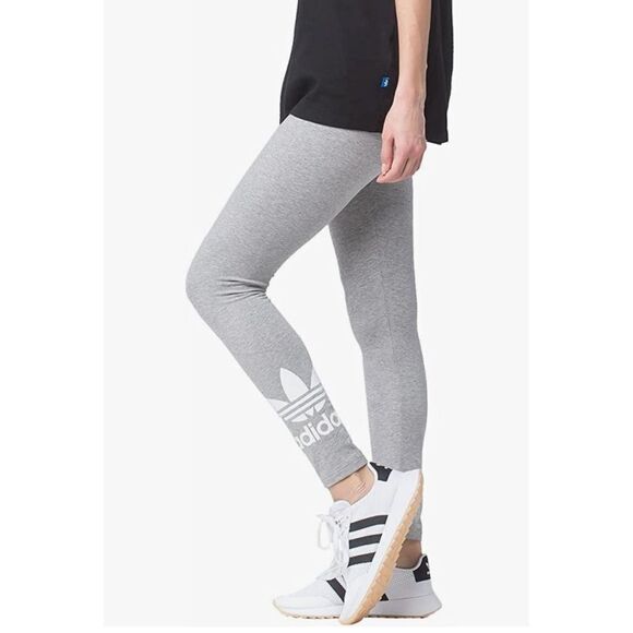 Adidas Originals Trefoil Light Gray Workout Leggings Small - Picture 1 of 7